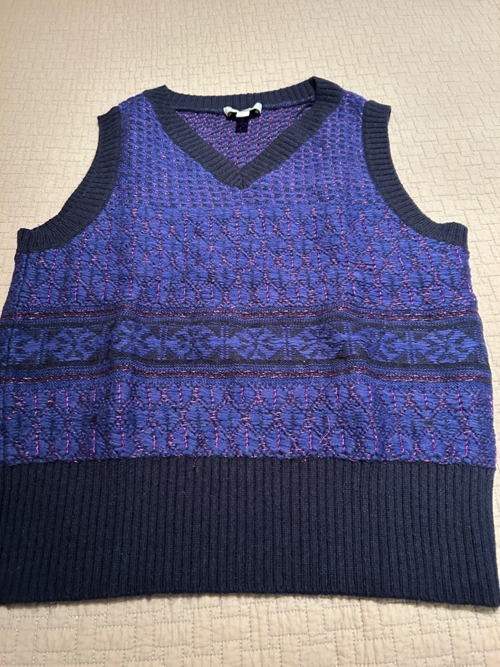 COS Women’s  V-Neck Knit Sweater Vest in Purple and Navy